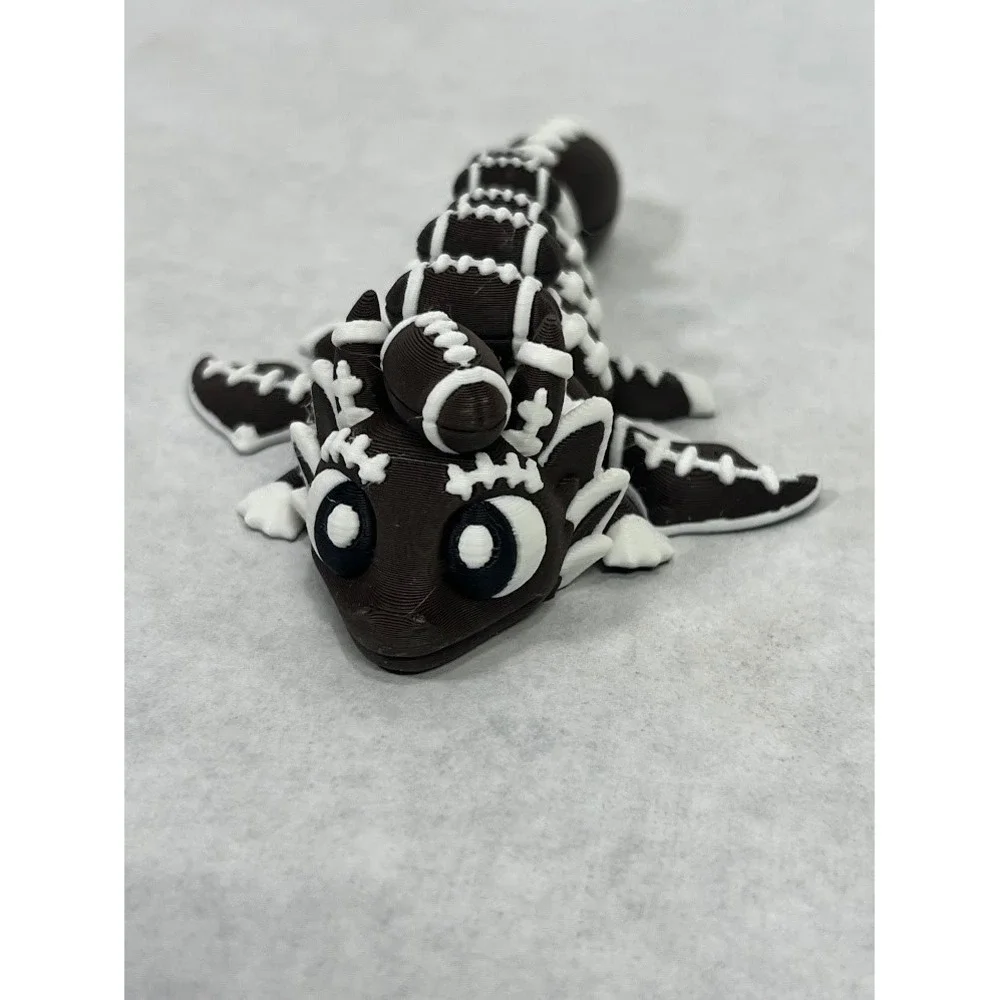 Cylix 3D Football Dragon Articulated Fidget Toy Brown White Sports Collectible